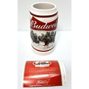 Budweiser 2016 Holiday Beer Stein Clydesdales Winter Scene Limited Edition NEW